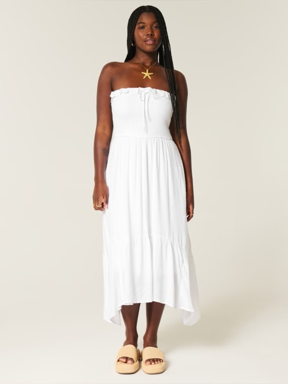 Nwt hollister Strapless Smocked Maxi Dress